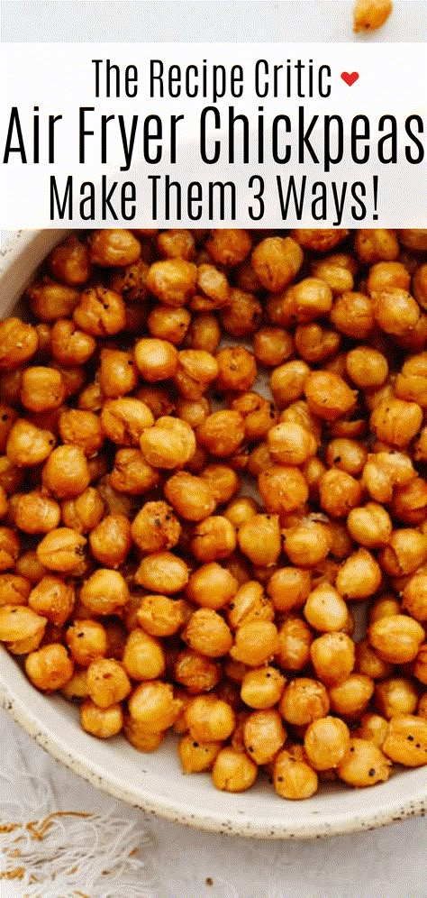 Crispy Air Fryer Chickpeas, Air Fryer Chickpeas, Air Fryer Vegetable, Toasted Chickpeas, Garbanzo Bean Recipes, Oven Roasted Chickpeas, Pea Snacks, Vegan Air Fryer Recipes, Vegan Air Fryer