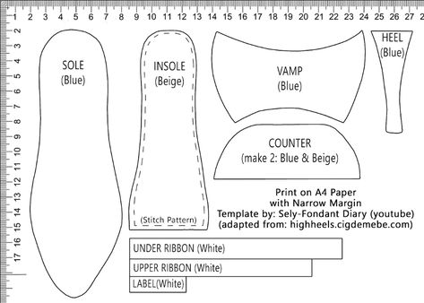 American Girl Stuff, Diy High Heels, High Heel Cakes, Diy Heels, Princess Heels, American Girl Doll Shoes, Shoe Template, Doll Shoe Patterns, Paper Shoes