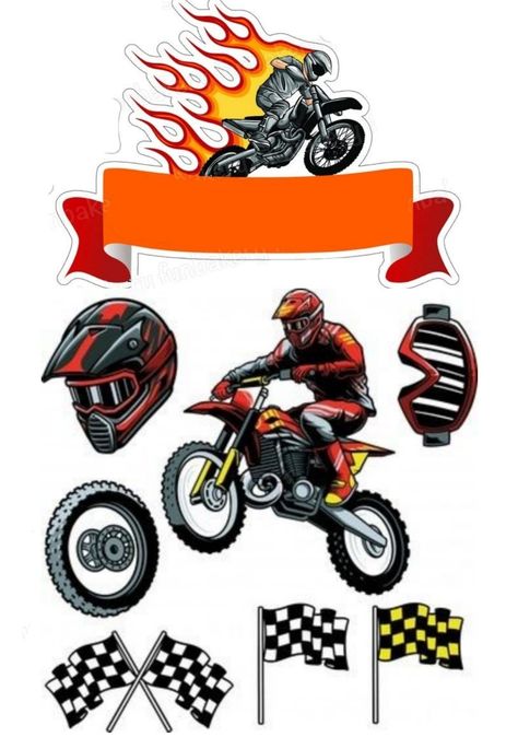 Motocross Cake Topper Printable, Motor Cake Topper Printable, Motorbike Cake Topper, Topper Motor Cross, Disney Birthday Quotes, Moto Cake, Motor Cake, Motocross Cake, Bolo Motocross