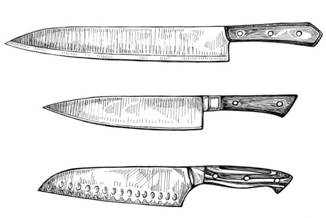 Sarah Rutherford. Illustrator. Artist. New York. | Scrapbook. Chef Knives Tattoo, Vintage Knife Illustration, Chefs Knife Drawing, Chef Knife Illustration, Cooking Knife Tattoo, Chef Knife Drawing, Chef Knife Tattoo Design, Kitchen Knife Tattoo, Chef Knife Tattoo