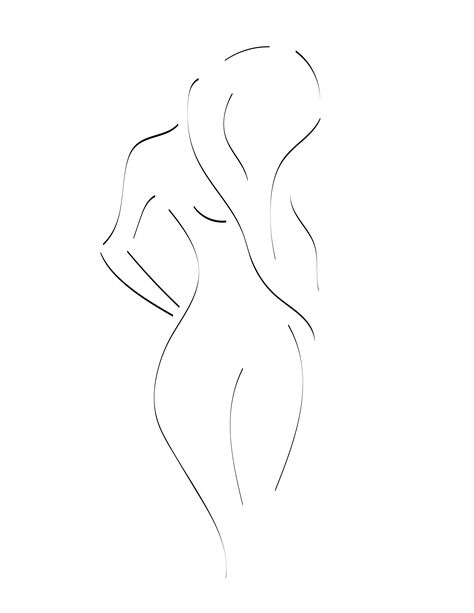 Minimalist Woman Tattoo, Large Wall Art Bedroom, Tattoo Line, Woman Artwork, Hand Drawn Portraits, Body Sketches, Minimalist Drawing, Free Printable Wall Art, Female Art Painting