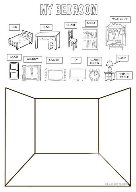 Bedroom Worksheet, Ks3 Art, Materi Bahasa Inggris, Design A Room, Bedroom Drawing, English Worksheet, Kids English, Aktivitas Montessori, English Lessons For Kids