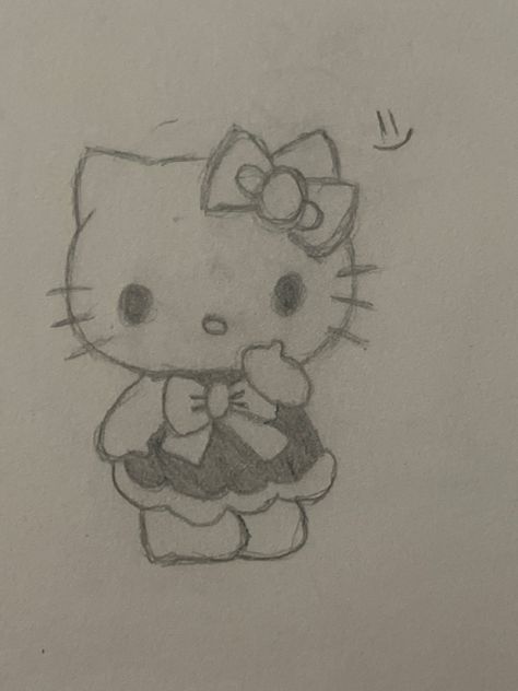 Drawings Hello Kitty Easy, Easy Drawings Hello Kitty, Cute Drawings Hello Kitty, Y2k Drawings Hello Kitty, Things To Draw Hello Kitty, What To Draw At School, Y2k Drawing Ideas Hello Kitty, Hello Kitty Doodles To Draw, Cute Things To Sketch