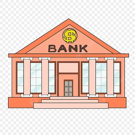 Bank Clipart, Orange Building, Blue Windows, Cartoon Building, Building Office, Banks Icon, B R Ambedkar, Bank Building, Building Icon