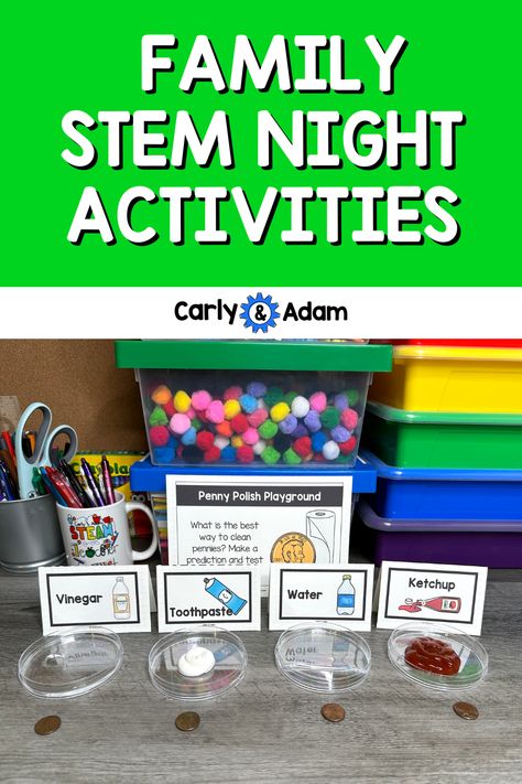 Plan an engaging Family STEM Night or Family STEAM Night with these 12 fun, hands-on and low-prep Family STEM Night Activities! Game Stem Activities, No Prep Steam Activities, Steam Night Ideas Elementary, Family Steam Night Activities, Stem Games Elementary, Steam Night Activities, Stem Ideas Elementary, Stem Night Activities Elementary, Fun Stem Activities Elementary