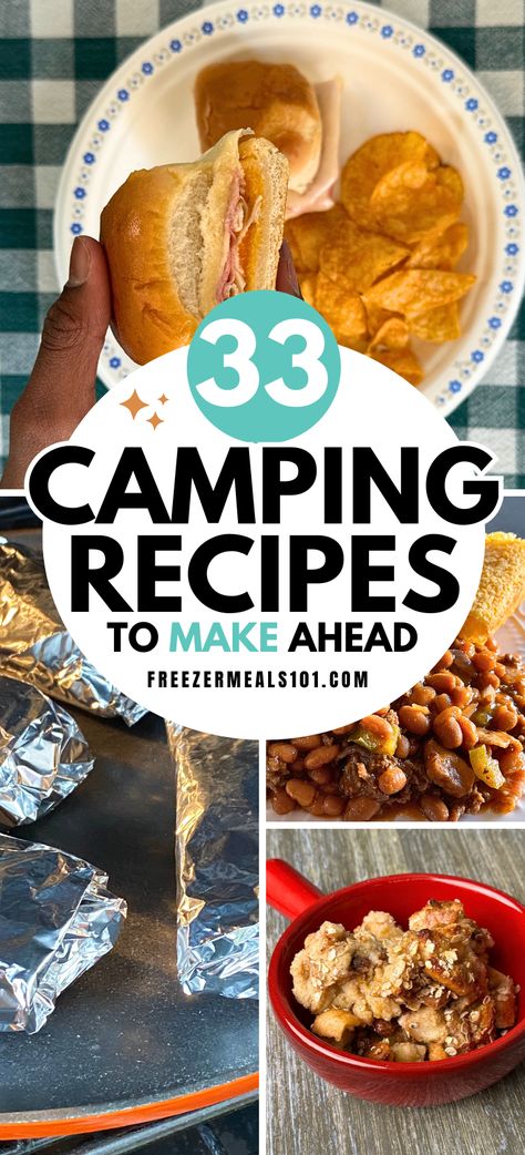 With these 33 Camping Recipes to Make Ahead, your trip will be so much less stressful because all the food is taken care of. Ideas For Camping Meals, Campground Recipes, Meal Prep For Camping, Rv Meals Ideas, Crockpot Camping Meals, Camping Meals For A Crowd, Camping Soup, Cheap Camping Meals Meal Prep For Camping, Rv Meals Ideas, Crockpot Camping Meals, Soup Cheap, Camping Meals For A Crowd, Camping Soup, Cheap Camping Meals, Rv Meals, Individual Recipes