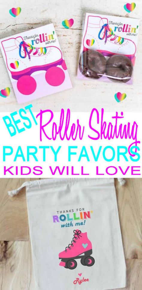 Party Ideas For Teen Girls, Skating Party Favors, Roller Skating Party Favors, Roller Rink Birthday, Diy Kids Party Favors, Roller Skating Birthday Party, Teen Party Favors, Skate Party Favors, Roller Skate Birthday Party