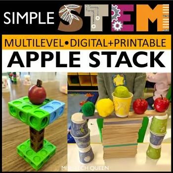 Apple stem | TPT October Stem Activities, Fall Stem Challenges, Johnny Appleseed Day, Johnny Appleseed Activities, September Ideas, Apple Kindergarten, Pre-k Science, October School, September Activities