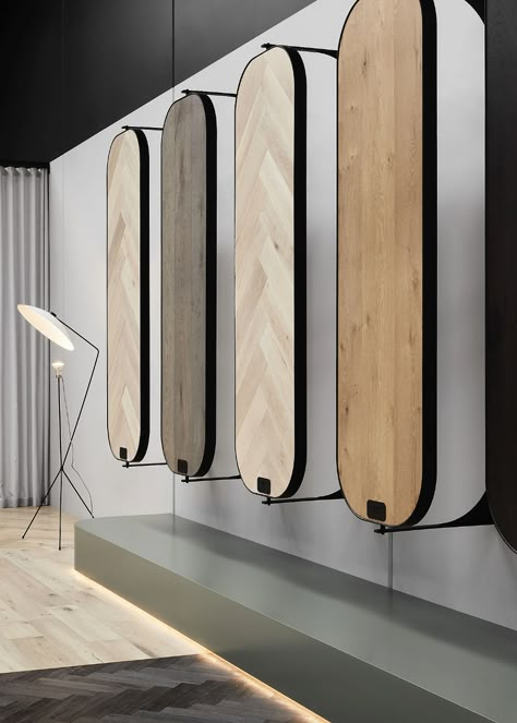 Laminate Display Showroom, Laminate Showroom, Material Showroom, Materials Showroom, Wood Showroom, Tile Display, Tiles Showroom, Showroom Decor, Australian Interior