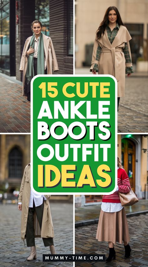 Elevate your everyday style with these trendy ankle boots outfit ideas! From laid-back looks to dressy ensembles, find the perfect match for your boots. 🥿🌼 Don’t forget to save this pin for future outfit inspiration! Outfits With Ankle Boots Dressy, Low Ankle Boots Outfits, Mid Boots Outfit, Ankle Boots Outfit Ideas, Cute Tank Top Outfits, October Wedding Guest Outfits, Ankle Boots Outfit Winter, Ankle Boots Outfit, Fur Jacket Outfit