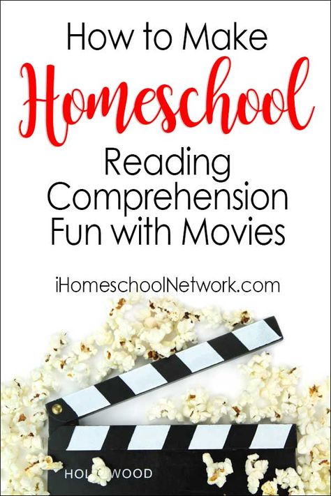 Make Homeschool Reading Comprehension Fun with Movies • family movie night for homeschool #homeschooling Homeschool Websites, Fun Language Arts Activities, Movies Family, High School Language Arts, Children Reading, Literature Activities, Teaching Language, Homeschool Education, Language Art Activities