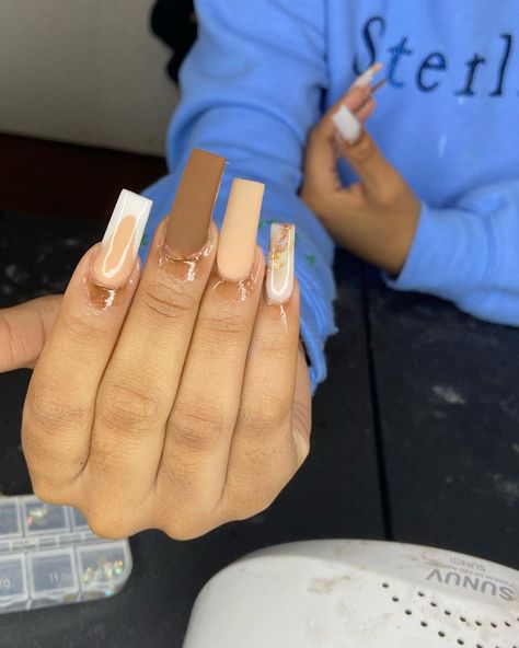 Brown Acrylic Nails, Tapered Square Nails, Black Acrylic Nails, Long Acrylic Nail Designs, Drip Nails, Ombre Acrylic Nails, French Acrylic Nails, Fall Acrylic Nails, Short Square Acrylic Nails