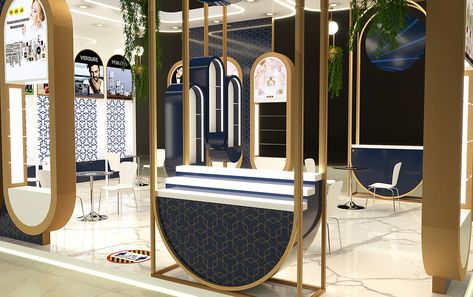 Jewelry Booth Design Exhibition, Luxury Kiosk Design, Luxury Display Design, Modern Exhibition Booth Design, Roadshow Design, Basic Animation, Booth Design Exhibition, Event Booth Design, Exhibition Stall Design