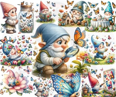 Garden Gnome Watercolor Monarch Butterfly Nursery Wall Art Home Decor Butterfly Canvas Stencils Templates Transfers Sublimation Lovers Elf - Etsy Turkey Gnome Watercolor, Butterfly Nursery, Decor Butterfly, Gnome Clipart, Butterfly Canvas, Butterfly Clip Art, Tshirt Pillow, Garden Gnome, Shirt Pillow