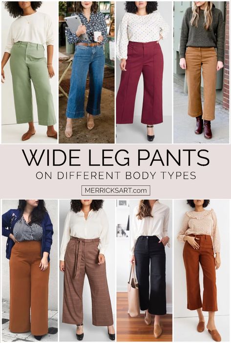 3 Cute Outfits with Wide Leg Pants - Merrick's Art Business Wide Leg Pants Outfit, Wear Wide Leg Pants, Petite Wide Leg Trousers, Flowing Pants Outfit, Teal Wide Leg Pants Outfit, Wide Leg Teacher Outfit, Wide Leg Crops Outfit, How To Style Cropped Wide Leg Pants, How To Style Wide Leg Pants Casual