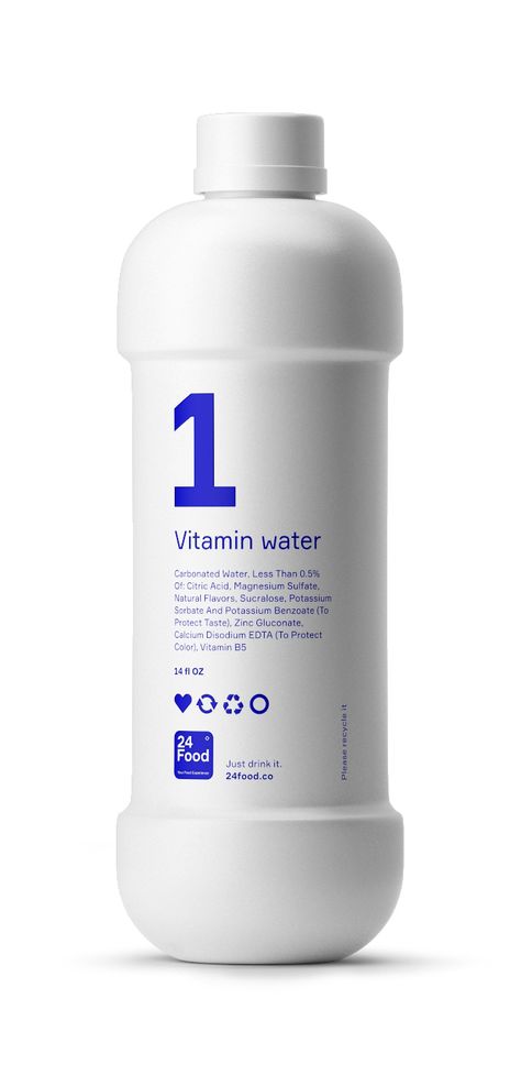 Vitamin Water Packaging Design for 24Food Minimalist Bottle Design, Medicine Packaging Design, Vitamin Packaging Design, Soda Packaging Design, Water Packaging Design, Energy Drinks Packaging, Medical Packaging, Medicine Packaging, Water Packaging