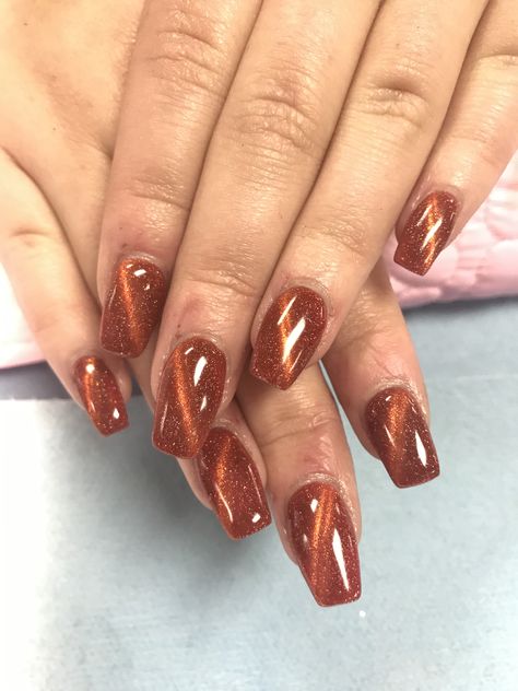 Chrome Nail Art, Cat Eye Nails, Dark Nails, Fall Nail Art, Orange Nails, Heart Nails, Fall Nail Designs, Minimalist Nails, 3d Nails