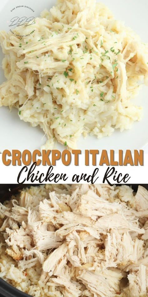 Slow Cooker Creamy Chicken And Rice Soup, Gluten Free Chicken And Rice Crockpot, Chicken Rice Slow Cooker Recipes, Chicken And Rice Slow Cooker Recipes, Creamy Chicken Rice Casserole, Italian Chicken And Rice, Slow Cooker Chicken And Rice, Gf Soup, Crockpot Chicken And Rice