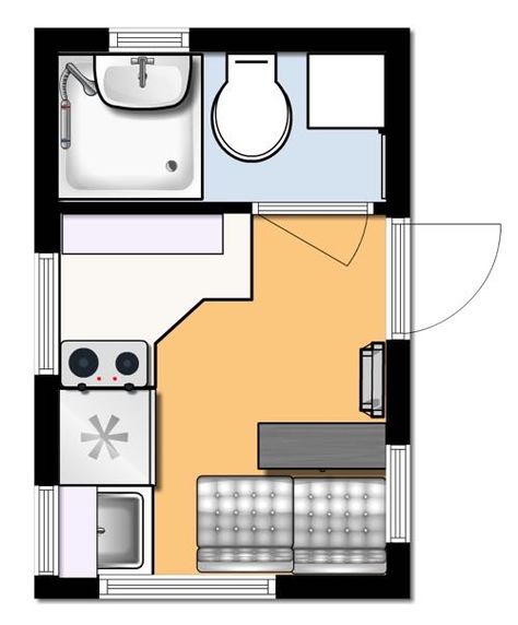 katelyn-hoisington-8x12-tiny-house-design-01 8x10 Tiny House Floor Plans, 10x12 Tiny House Floor Plans, 8x12 Tiny House, Inside Tiny Houses, Tiny House Camper, Narrow Lot House Plans, Tiny House Interior Design, Shed To Tiny House, Tiny House Loft