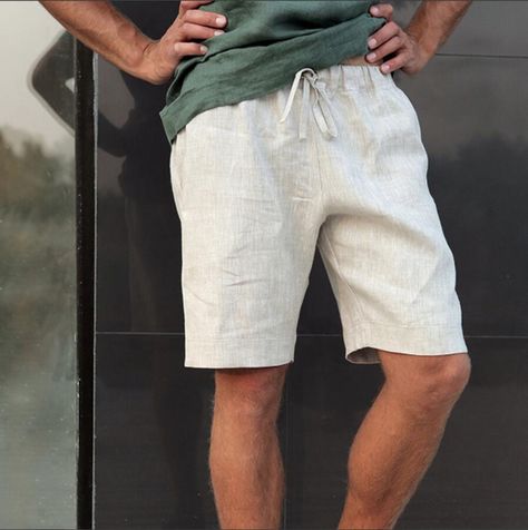 Linen Blend Pants, Mens Linen, Outdoor Pants, Linen Casual, Shorts Casual, Casual Sporty, Type Of Pants, Linen Shorts, Outfit Casual