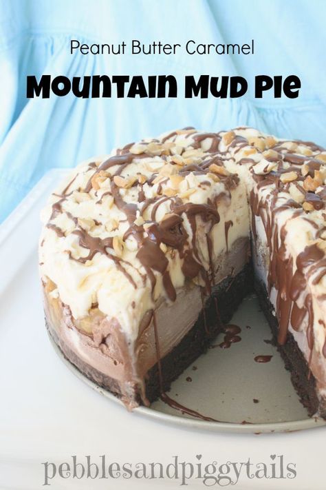 Mountain Mud Pie Dessert | Making Life Blissful Frozen Pies, Mud Pie Recipe, Frozen Treats Recipes, Unique Pies, Piggy Tails, Butter Caramel, Chilled Desserts, Ice Cream Cake Recipe, Frozen Dessert Recipe