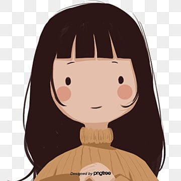 Cute Bangs, Hair Clipart, Hair Illustration, Watercolor Girl, Black And White Cartoon, Girl Background, Face Icon, Doodle Icon, Cartoons Png