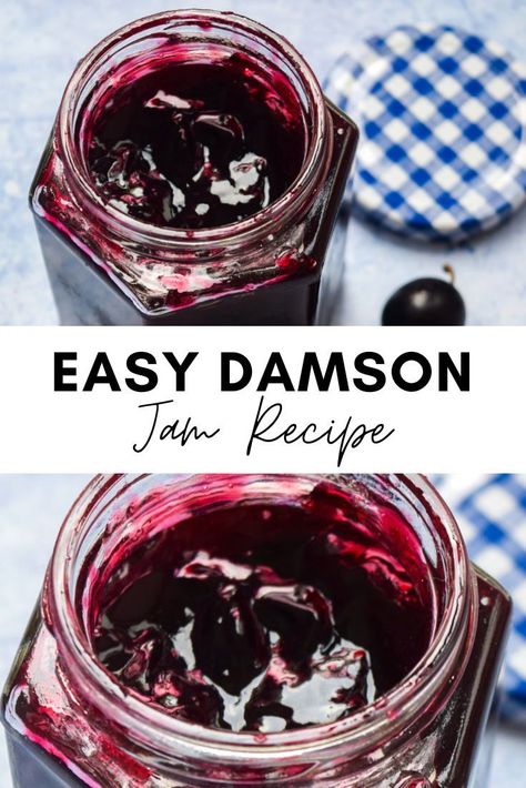 This easy recipe for homemade damson jam is perfect for a glut of damson plums and is great to give as a gift. Damson Plum Jam, Damson Jam Recipe Uk, Damson Plum Jam Recipe, Damson Plum Recipes, Wild Plum Jam Recipe, Damson Jam, Plum Butter, Plum Preserves, Plum Jam Recipes