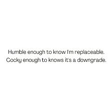 Christian O'Neil Chandler on Instagram: "I'm humble enough to know that I can be replaced, but I'm cocky enough to know that it's a downgrade trying to replace me." Im Humble Quotes, Being Replaced Quotes, Replaced Quotes, Humble Enough To Know, Humble Quotes, Dear Diary Quotes, Diary Quotes, This Boy, Dear Diary