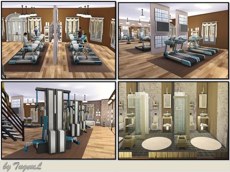 Willow Creek Gym Sims 4, Sims 4 Gym Layout, Sims 4 Home Gym Ideas, Sims 4 Gym Build, Gym Sims 4, Sims 4 Gym, Gym Room Ideas, Sims 4 Ps4, Sims4 Builds