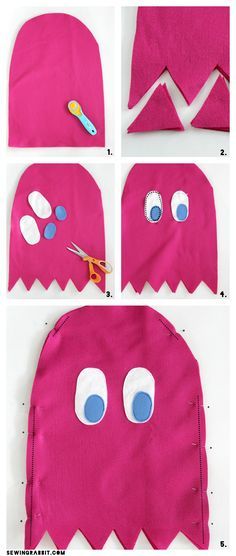 Pacman Ghost Costume, Pac Man Costume, Last Minute Diy Costumes, Easy Diy Costume, Costumes Faciles, Sewing Halloween, Ms Pacman, Pacman Ghost, Sewing Rabbit