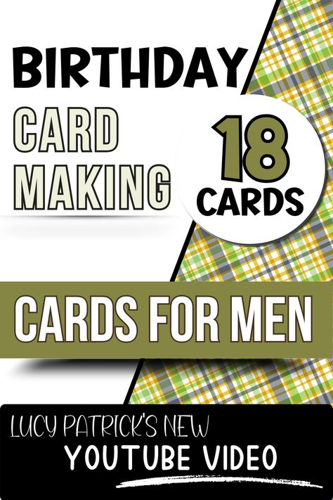 I've made 18 cards on my new YouTube video, lots of ideas for your next male or non-girly card! Click on the left of the image to take you to the video. XOX Lucy Background dies from Inlovearts: https://bit.ly/45kK9AW - Use code LUCY25 to receive 25% off your order. (You can find specific product links in the video description) #cardmaking #makingcards #handmadecard #handmadecards #birthdaycard #birthdaycards #malecards #malecard #fathersdaycard #fathersdaycards #masculinecard #masculinecards Masculine Birthday Cards Diy, Homemade Cards For Men Birthdays, Cards For Men Handmade Ideas, Diy Cards For Men, Inlovearts Cards, Stampin Up Male Birthday Cards, Birthday Cards For Men Diy, Simple Birthday Cards For Men, Male Birthday Cards Handmade For Men