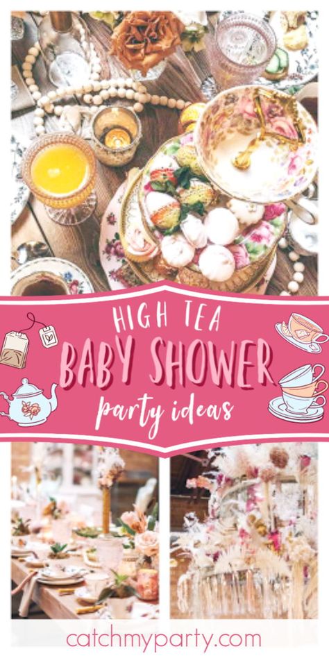 Tattoo Baby Shower, Tea Tattoos, Traditional Tea Party, Baby Shower High Tea, Crafternoon Tea, Rustic Party Ideas, High Tea Baby Shower, Remodel Fireplace, Vintage Party Ideas