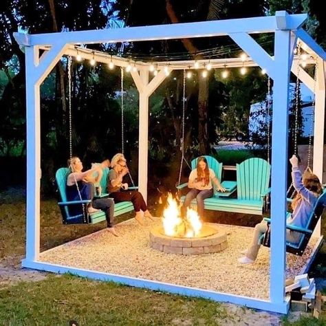 Backyard Entertaining Area, Diy Backyard Patio, Backyard Remodel, Backyard Entertaining, Backyard Inspiration, Backyard Diy Projects, Front Porch Ideas, Backyard Fire, Outdoor Decor Backyard