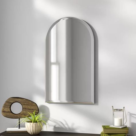 Frameless Arch Mirror, Frameless Mirror Bathroom, Arch Mirror Bathroom, Arched Wall Mirror, Arched Wall, Elegant Mirrors, Entryway Bathroom, Mirror Bathroom, Unique Mirrors