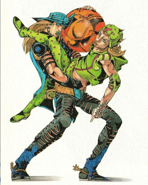 Gyro And Johnny Pose, Jjba Reference, Gyro Johnny, Jjba Sbr, Jojo Wiki, Araki Hirohiko, Marcus Schenkenberg, Zeppelin Art, Steel Ball Run