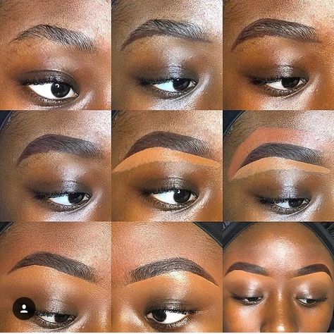 African Makeup, Eyebrows Tutorial, Glitter Makeup Tutorial, Melanin Makeup, Girl Makeup Tutorial, Eyebrow Makeup Tutorial, Best Makeup Tutorials, Everyday Makeup Tutorials, Eyebrow Makeup Tips