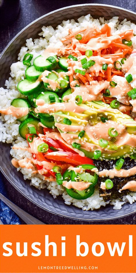 If you like sushi, you'll LOVE this Sushi Bowl! It has all the flavors of your favorite sushi rolls - including the sauce - in an easy rice bowl you're sure to go crazy for! Sushi Rice Bowl, Best Sushi Rolls, Different Food Ideas, Power Bowl Recipes, Rice In Crockpot, Sushi Bowls, Sushi Ideas, Power Bowl Recipe, Dried Seaweed