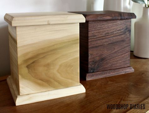 How to make a DIY Cremation Urn - Green Meadow Memorials Diy Wood Urns For Ashes, Wooden Cremation Urns Boxes, Diy Urns For Ashes Ideas, Urn Boxes For Ashes Diy, Diy Wooden Urns For Ashes, Cremation Boxes Diy, Urn Boxes For Ashes, Diy Cremation Urn, Wood Urns For Ashes Boxes