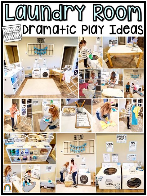 Clothing Dramatic Play Preschool, Dramatic Play Laundromat, Clothes Dramatic Play, Laundry Mat Dramatic Play, Laundry Dramatic Play, Ice Cream Shop Dramatic Play, Flower Shop Dramatic Play, Dramatic Play Ideas, Clothing Study