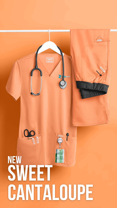 Sweet Cantaloupe: the perfect blend of freshness and warmth for your spring wardrobe! Dive into the season with this delightful hue from Uniform Advantage. 🍈✨ #OrangeScrubs #SpringScrubs #UniformAdvantage Pics Editing, Scrubs Fashion, Orange Scrubs, Medical Scrubs Fashion, Medical Scrubs Outfit, Scrubs Medical, Cna Nurse, Nursing Scrubs, Scrubs Outfit