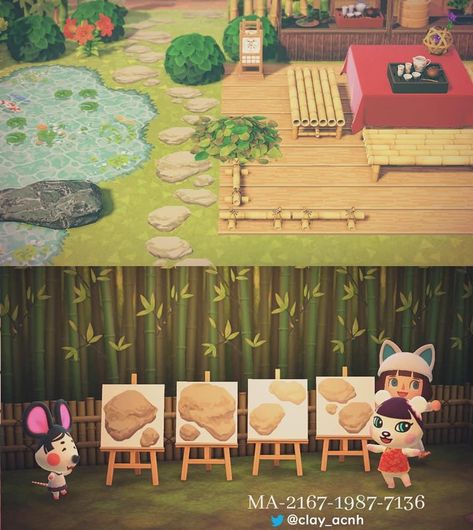 Acnh Zen Path Design, Stepping Stone Path, Stepping Stone Paths, Japanese Town, Acnh Cottagecore, Animal Crossing 3ds, Animal Crossing Guide, Animal Crossing Qr Codes Clothes, Animal Crossing Wild World