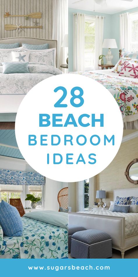 Beach Bedroom Ideas - Get a little piece of the ocean in your bedroom with these coastal style designs. Perfect romantic decor ideas for adults or teens. The Beach Life is waiting for you! Beach Bedroom Ideas, Bedroom Ideas Beach, Themed Bedrooms, Beach House Tour, Beachy Bedroom, Beach Themed Bedroom, Beach House Bedroom, Cottage Coastal, Beach Bedroom Decor