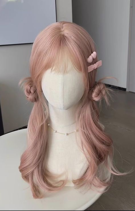 Cute Pink Hairstyles, Hair Recommendation, Pink Hairstyles, Hair Stayl, Two Ponytails, Cute Hairstyle, Kawaii Hairstyles, Ribbon Hairstyle, Hairdos For Curly Hair