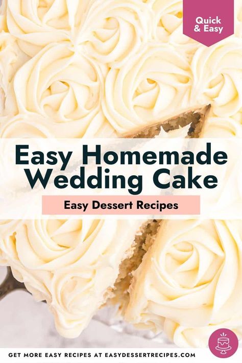 Avoid the expense and make your own Easy Wedding Cake. You can save money and prepare an incredible treat for your wedding reception. White Wedding Cake Recipe, Angel Food Trifle, Wedding Cake Icing, Cheap Wedding Cakes, Homemade Wedding Cake, Wedding Cake Tasting, How To Make Wedding Cake, Perfect Wedding Cake, Wedding Shower Cakes