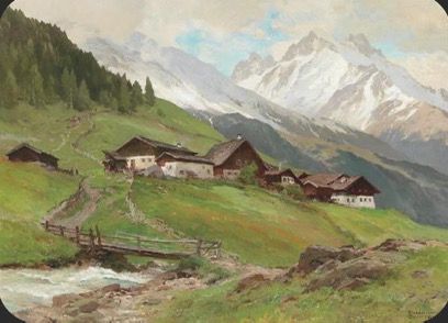 German Landscape Painting, German Paintings, 19th Century Paintings, Landscape Art Painting, Arte Inspo, Nature Art Painting, Mountain Paintings, Mountain Art, Aesthetic Painting