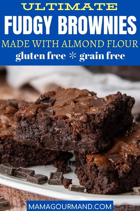 Gluten Free Desserts Almond Flour, Desserts With Almond Flour, Clean Brownies, Grain Free Brownies, Brownies Fudgy, Almond Flour Brownies, Baking With Almond Flour, Chocolate Crust, Gluten Free Brownies