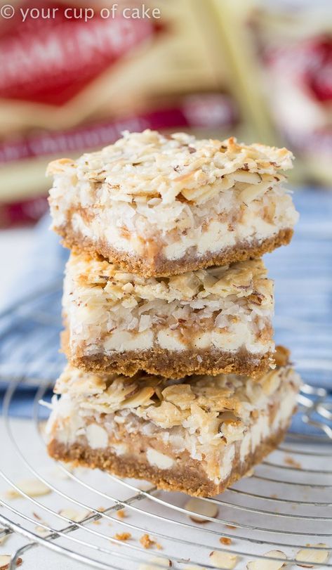 7th Heaven Bars - Your Cup of Cake Cup Of Cake, Dessert Squares, Magic Bars, Okay Okay, Sweet Bar, Dessert Bar Recipe, 7th Heaven, Cake Bars, Cookie Bar Recipes