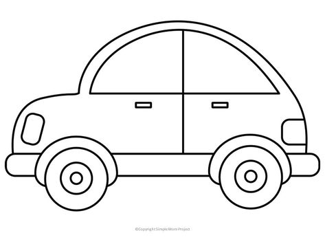 Free Printable Car Template - Simple Mom Project Preschool Family Theme, Simple Car Drawing, Painting Sheets, Transportation Crafts, Paper Car, Cool Car Drawings, Car Craft, Cars Coloring Pages, Exotic Shorthair