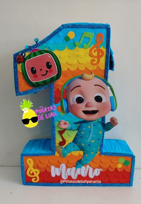 Sigueme en instagram @Piñatasdeliahpanama Cocomelon Pinata Diy, Cocomelon Pinata, Coco Melon Birthday Party Ideas, Birthday Party Paper Decorations, Birthday Tarpaulin Design, Create Birthday Invitations, Happy Birthday Invitation Card, Cartoon Birthday Cake, Baby Birthday Party Theme