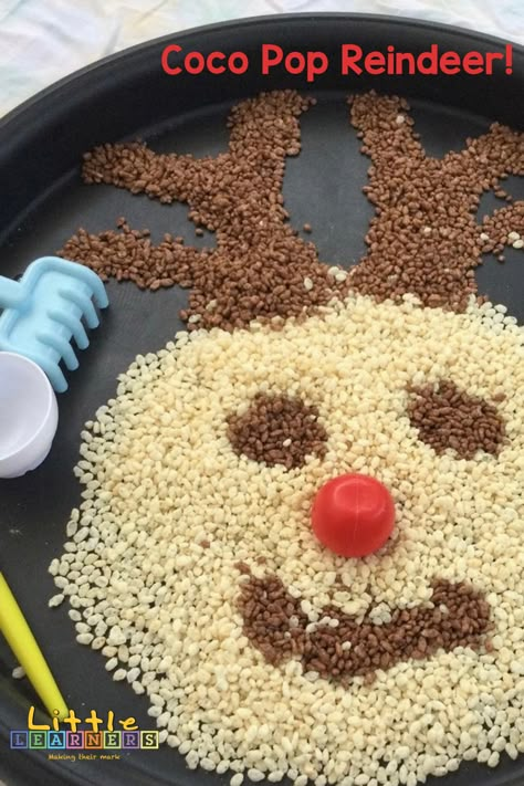 Christmas Nursery Activities, Childcare Experiences, Sand Tray Ideas Eyfs, Tuff Tray Ideas Toddlers, Coco Pops, Baby Christmas Crafts, Messy Play Activities, Preschool Christmas Activities, Christmas Tray